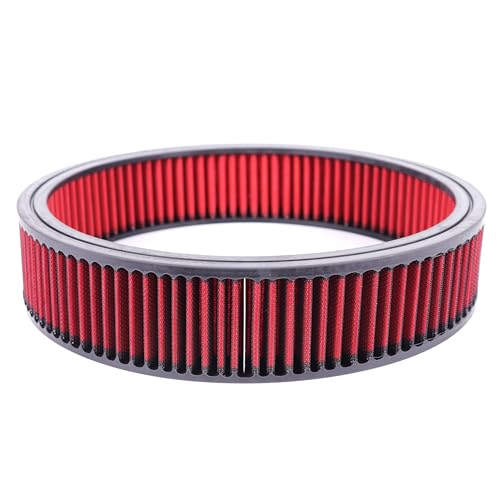 14"x3" Round Air Cleaner Filter Element High Flow (Red) - size: 14" x 3" Red