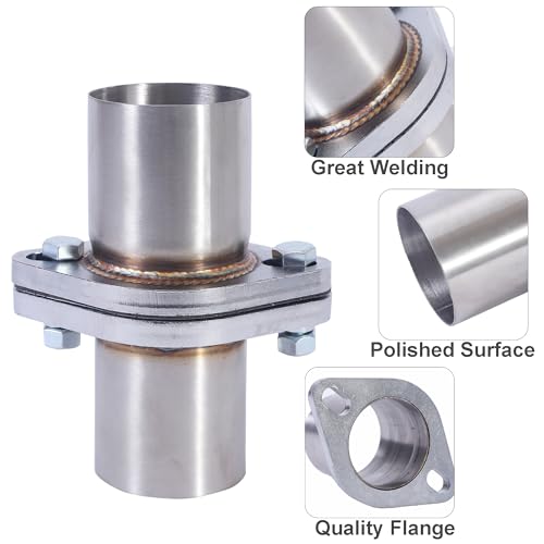 Exhaust Flange Repair Pipe Kit, 45mm/1.75 Inch ID to 1.75 Inch OD 2 Bolts Stainless Steel Quick Fix Exhaust Flange Pipe with Gasket/Bolt & Hardware Universal Fitment - size: 1.75 Inch 2 Bolt