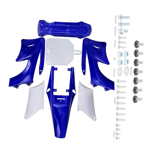 Complete 7-Piece Plastic Body Fairing Kit for Apollo Orion 110cc 125cc 150cc 200cc Pit Dirt Bike – Front Fender, Rear Fender, Side Panels, Tank Shrouds, Number Plate, Red (Blue, 1, 1) - color: Blue