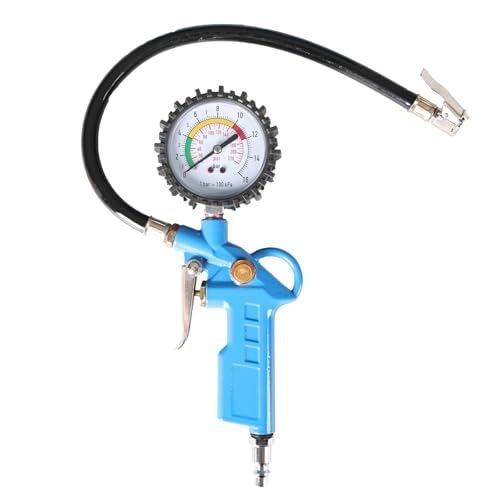 0-220PSI Tire Inflator with Pressure Gauge, 16 BAR Dial Wheel Air Tire Pressure Gauge, Air Compressor Tire Inflator Attachment for Cars Motorcycle Bike