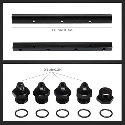 BHB 6AN Billet Fuel Rail Kit Compatible With LS LS1 LS2 LS3 LS6 Stock Intake Manifold 6AN with Hardware