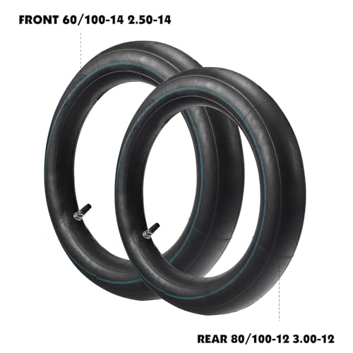 Motorcycle Heavy Duty Inner Tubes,Front 60/100-14 2.50-14 Rear 80/100-12 3.00-12 Inner Tube for CRF70 CRF110 KLX110 TTR90 PW80 RM60 RM65 TaoTao DB14 SSR Apollo Coolster Dirt Pit Bike