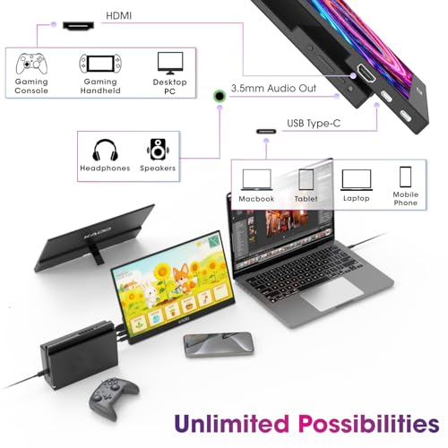 Kado Portable Monitor for Laptop, 15.6-inch IPS 1920x1080 Second Display - size: Swivel Stand