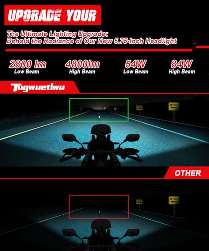5.75 inch Classic 4-Projector LED Headlight Fits for Harley Sportster Dyna - color: Power Upgraded