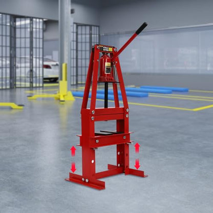 Hydraulic Power Units, 6-Ton Benchtop Hydraulic A-Frame Shop Press with Press Plates, Hydraulic 6 Ton Garage Floor Adjustable Shop Press with Plates, Hydraulic Press, Red, Hydraulic Shop Press