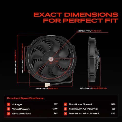 A-Premium 10'' 10 inch Slim Universal Electric Cooling Fan Assembly - style: 10 inch