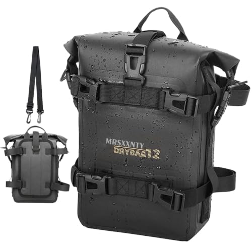 MRSXXNTY 【2 Pcs】 Motorcycle Crash Bar Bag 4L Bumper/Anti-Fall Bar Luggage Bag Motorcycle Frame Bag Side Bag Waterproof Wear-Resistant and Durable Comes With Shoulder Strap Black (Black 2Pcs) - color: Black 2Pcs