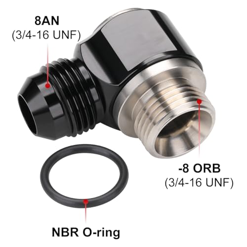 8AN Male Flare Banjo to 8AN -8 ORB Stainless Steel Banjo Bolt Assembly Fitting Adapter Black - size: 8AN to -8 ORB