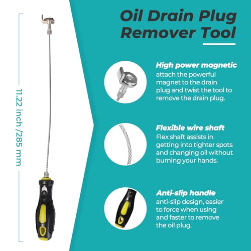 Strong Magnetic Oil Drain Plug Remover Tool & Flexible Oil Funnel Reusable