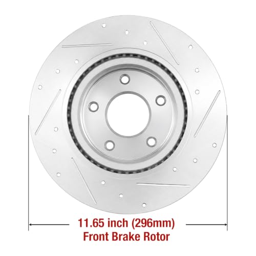 HUSCH Ceramic Brake Pads and Drilled Slotted Brake Rotors Fit for Nissan - size: Drilled&Slotted-31464+D1650