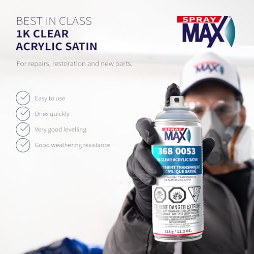 SprayMax 1K Acrylic Satin Clear Coat | Clear Satin Spray Paint for Cars