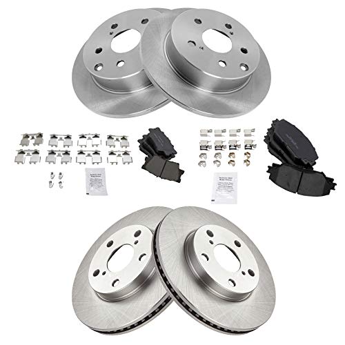 TRQ Front and Rear Brake Pad and Rotor Set Ceramic Vented Solid Rotors - style: BKA11799