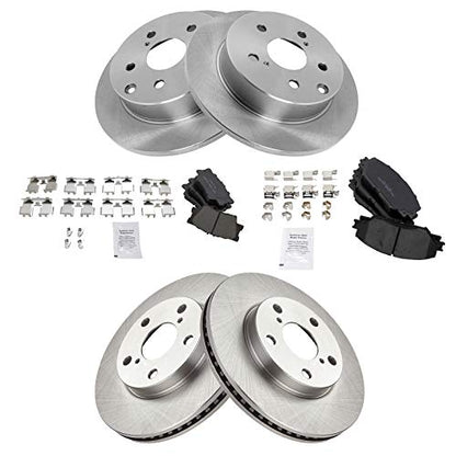 TRQ Front and Rear Brake Pad and Rotor Set Ceramic Vented Solid Rotors - style: BKA11799