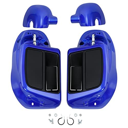Green-L Blue Lower Vented Leg Fairing and LED Turn Signals Light Kit Fit for Harley Touring Road King Street Glide Electra Glide Ultra 2014-2024 - color: Blue-Glove Box