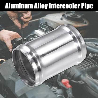 X AUTOHAUX OD 2" 51mm Length 3" 76mm Aluminum Alloy Tube Intercooler Pipe Straight Air Intake Tube with 2 Clamps Silver Tone for Car - size: OD 2"(51mm)