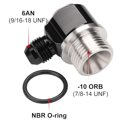 6AN Male Flare Banjo to 10AN -10 ORB Stainless Steel Banjo Bolt Assembly Fitting Adapter Black - size: 6AN to -10 ORB