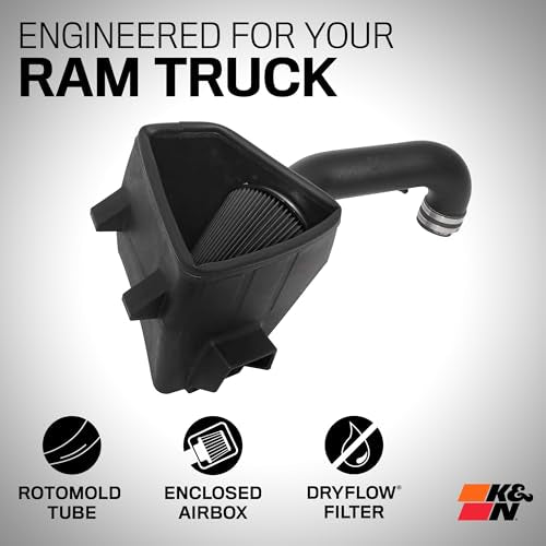 K&N Cold Air Intake System: Dry-Flow Air Filter, Increase Performance & Towing: Compatible with 2019-2024 RAM 1500, 30-1578 - style: Dry Flow