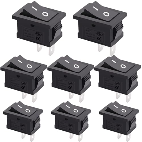 TWTADE 8Pcs 12V Rocker Switch On/Off 2 Pin 2 Position SPST Car Auto Boat Rocker Toggle Switch AC 6A/250V 10A/125V KCD1-1-101 - color: Black-ON/Off - KCD1, size: Narrow Rectangle
