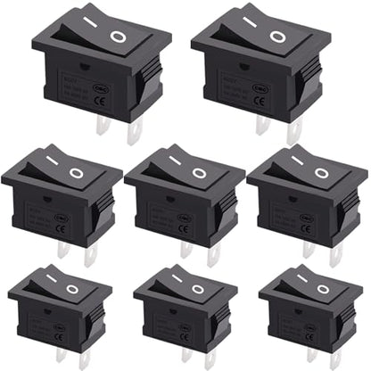 TWTADE 8Pcs 12V Rocker Switch On/Off 2 Pin 2 Position SPST Car Auto Boat Rocker Toggle Switch AC 6A/250V 10A/125V KCD1-1-101 - color: Black-ON/Off - KCD1, size: Narrow Rectangle