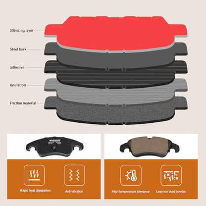 D1818 Front Ceramic Brake Pads Kit Fit For Audi A4 2009-2016, For A4 Quattro 2009-2016, For A4 allroad 2013-2016, For A5 2008-2016, For A5 Quattro 2008-2017, For A6 2012-2016 - style: HZ1322