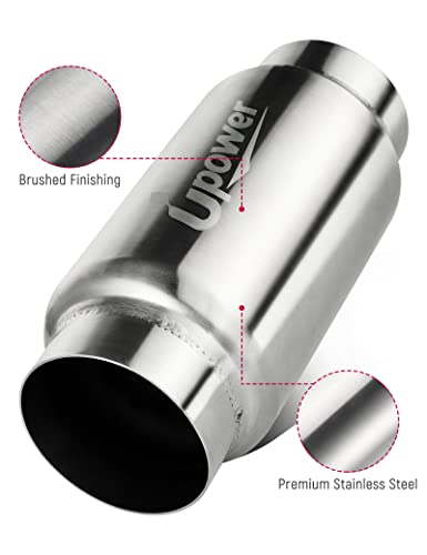 UPOWER 3" Inlet&Outlet Exhaust Resonator,9" Overall Length Center Straight Through Stainless Steel Muffler,Polished - size: 3" Inlet 9" Overall Length