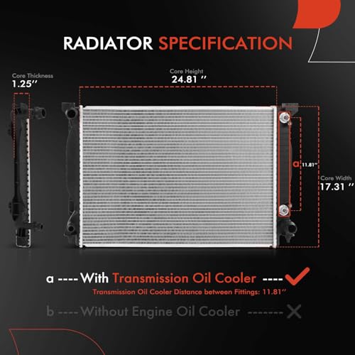 A-Premium Engine Coolant Radiator Assembly with Transmission Oil Cooler