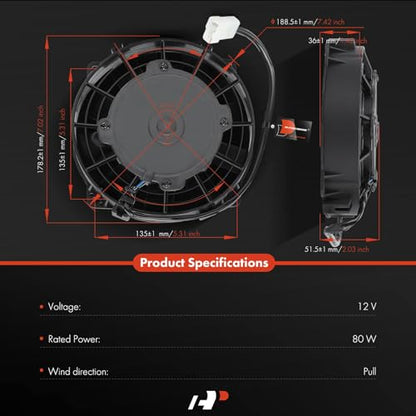 A-Premium 6.5'' 6.5 inch Slim Universal Electric Cooling Fan Assembly - style: 6.5 inch