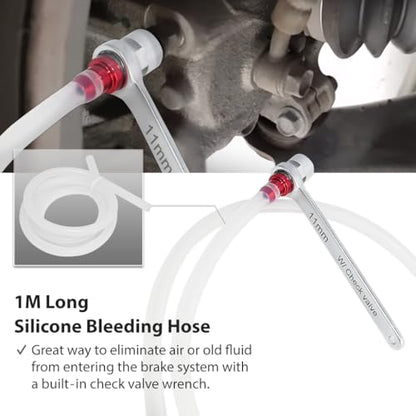 FIRSTINFO 11mm Mini Brake Bleeder Wrench with Check Valve & Hose - size: 11mm