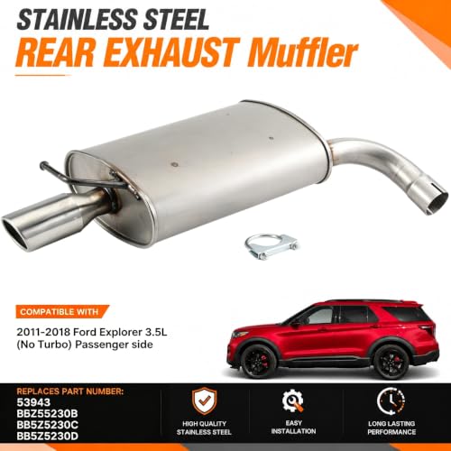 53943 Right Rear Exhaust Muffler for 2011-2018 Ford Explorer 3.5L E38H - size: Right Ford Explorer 3.5L 2011-2018