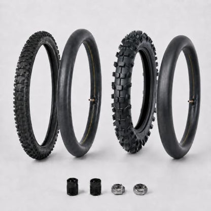 Motocross Tire Set, 70/100-17 Front and 90/100-14 Rear, 2 Tires with 2 Inner Tubes for Electric Dirt Bikes