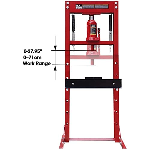 Big RED ATY20011R Torin Steel H-Frame Hydraulic Garage/Shop Floor Press with Stamping Plates, 20 Ton (40,000 lb) Capacity, Red - size: 20 Ton (40,000 lb)