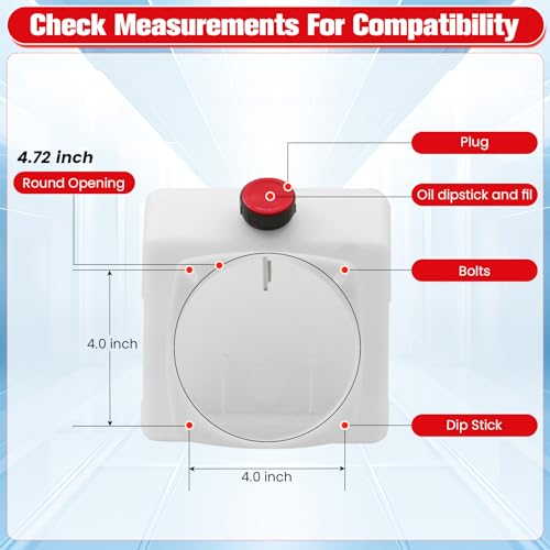 8 Quart Poly Power Unit Reservoir for Hydraulic Systems, Polyethylene Flat Bottom Utility Fluid Tank for Dump Trucks Trailers RVs Boats - size: 8 Quart