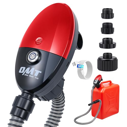 OMT Electric Fuel Transfer Pump, 3.2GPM Gas Can Pump for Gas, Diesel, Kero - color: 3.2GPM Cordless Gas Pump Kit, Red