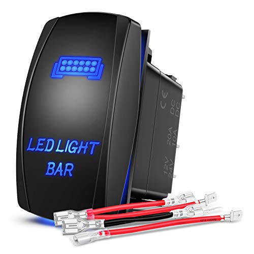 Nilight - 90001B LED Light Bar Rocker Switch 5Pin Laser On/Off LED Light 20A/12V 10A/24V Switch Jumper Wires Set for Jeep Boat Trucks,2 Years Warranty,Blue - color: Blue, size: LED LIGHT BAR