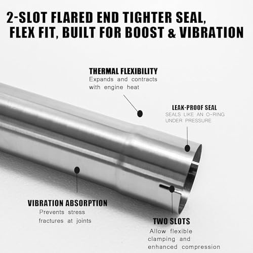 3 Inch Exhaust Pipe T304 Stainless Steel Exhaust Tubing,Tailpipe 3" OD-to-Three ID Adapter Length 17.3"Straight Tubing,3"Exhaust Clamp,Butt Joint Band Sleeve Coupler Universal Connector Tubo - size: QK3"-17.3"+Clamp