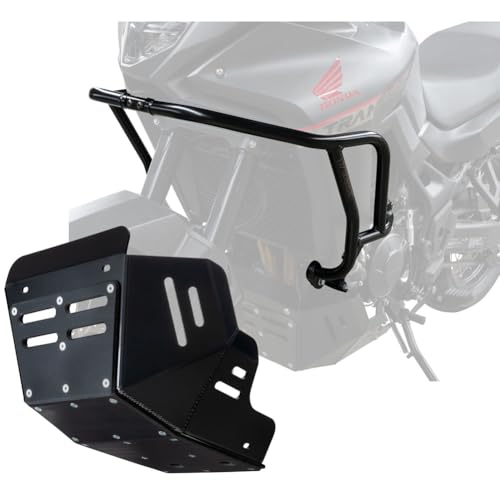 Tusk Crash Bars with Quiet Glide ADV Skid Plate Kit (Black) Compatible with Honda Transalp XL750 2024-2025
