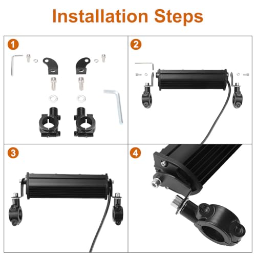 Motorcycle LED Light Bar & ON-Off Switch Headlight kit for CRF110 CRF250F KLX110 TTR110 TTR110E RM85 YZF450 60W Motocross LED Light Kit Universal for 7/8" 22mm Handlebars Pit Dirt Bike Plug and Play
