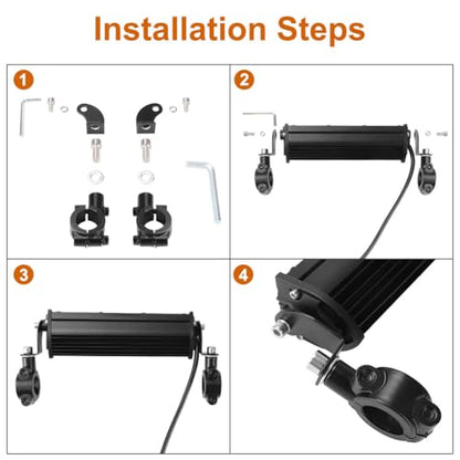 Motorcycle LED Light Bar & ON-Off Switch Headlight kit for CRF110 CRF250F KLX110 TTR110 TTR110E RM85 YZF450 60W Motocross LED Light Kit Universal for 7/8" 22mm Handlebars Pit Dirt Bike Plug and Play