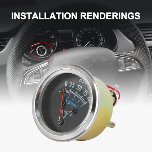 7-153 Oil Pressure Gauge Kit 0-100 PSI Universal Fit 12V DC Chrome Black