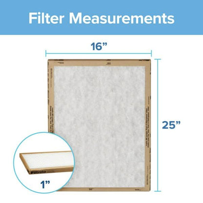 Filtrete 16x25x1 Air Filter, 3M MERV 1 HVAC Flat Furnace Filter Replacement, 6-Pack (Actual Size 15.98x25x0.98 in)