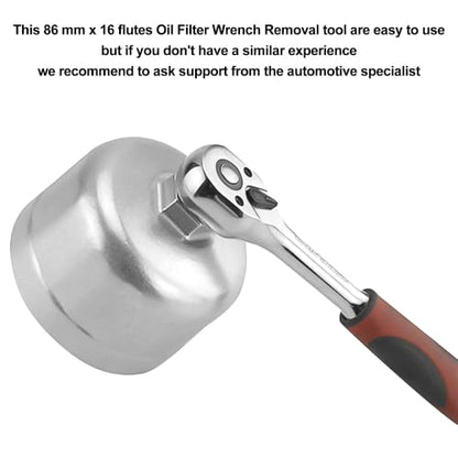 86mm 16 Flutes Oil Filter Wrench, Aluminum Cap Removal Tool - style: 86mm 16 flutes