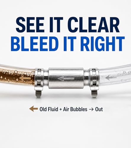 Brake Bleeder Kit, 2PCS One Way Check Valve Brake Bleeder Hose Set, Universal One-Person Brake Fluid Bleeder Kit for Auto Motorcycle Clutch, Brake System Bleeding Tool with Metal Clamps