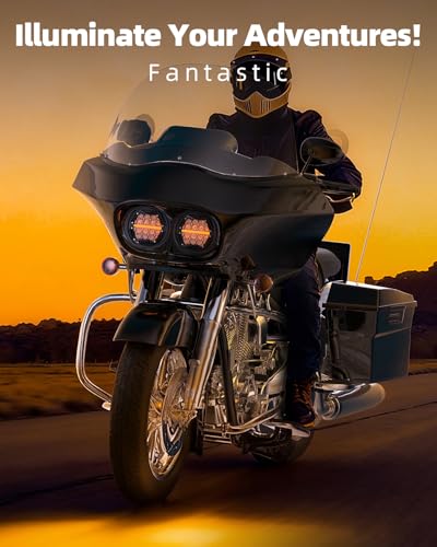 LX-LIGHT DOT Approved 270° LED Dual Headlight with High Low Beam Amber DRL Compatible with Road Glide 2003-2014, Black