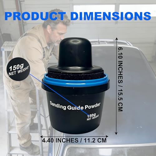 Guide Coat Auto Body, Black Dry Guide Coat Auto Body for Auto Body Sanding, Highlights Scratches, Pinholes & Low Spots, Moisture-Resistant Cap, Wet & Dry Sanding Compatible (150g)