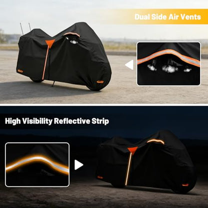 XYZCTEM Motorcycle Cover Heavy Duty Waterproof with Side & Top Box