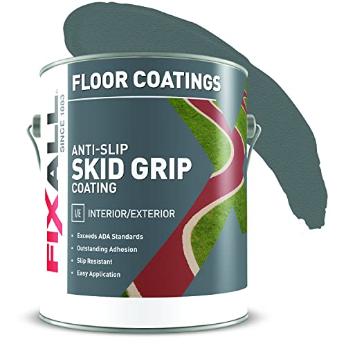 FIXALL Skid Grip Anti-Slip Coating, 1 Gallon, Slate, Exceeds ADA Standards, Ideal for Safety Areas, Slip-Resistant Pavement, Cement & Concrete Paint - color: Slate, size: 128 Fl Oz (Pack of 1)