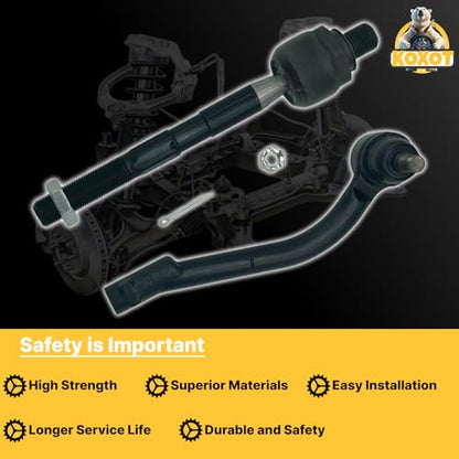 4pcs Front Inner & Outer Tie Rod Ends Kit Fit for Hyundai Santa Fe 2007 2008 2009 2010 2011 2012, Fit for Kia Sorento 2011 2012 2013 | EV800231 ES800035 ES800055 - size: ES800035 ES800055 EV800231 X2