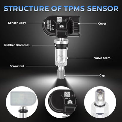 SORGHUM TPMS Sensors Tire Pressure Monitoring System Compatible with BMW 323i 335i 328i 525i 528i 530i 535i 750i X3 X5 X6 M3 M5 2006-2010 E90 E60 E61 E70 E71 E83 E91 Replace# 36236798726 Set of 4 - color: Gloss Black-36236798726