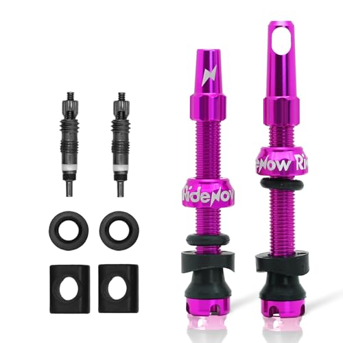 RideNow 45 mm Tubeless Presta Valve Stems, 7075 Aluminum, Purple, Pair - color: Purple, size: 45mm