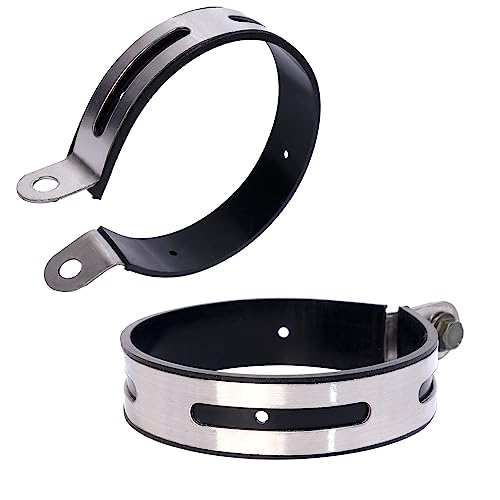 Minho Universal Motorcycle Exhaust Bracket Clip,Hardware Exhaust Clamp in Alloy steel Matelrial,Compatible with Motorcycle Exhaust Systems Featuring 4-inch Inner Diameter,Pack of 2 - size: Inner 4"- 2 PCS